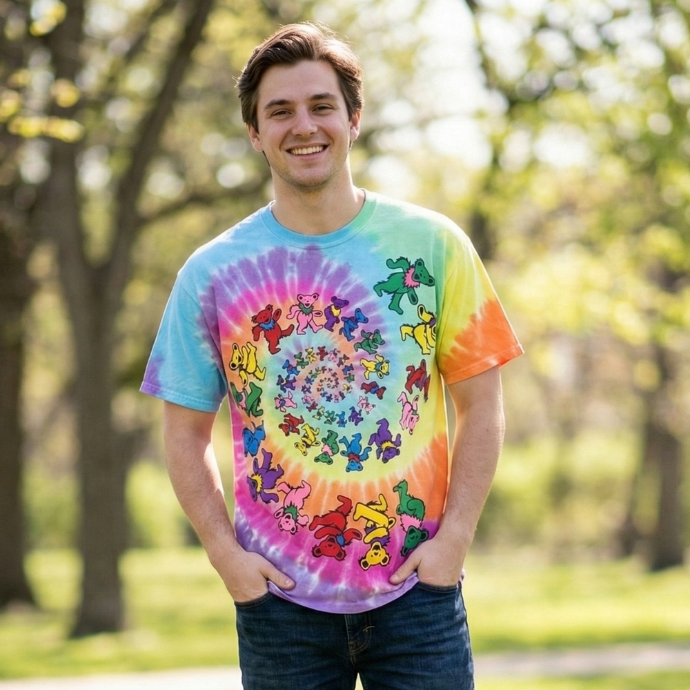 Liquid Blue Grateful Dead Spiral Bears Tie Dye T-Shirt XL - Picture 1 of 5
